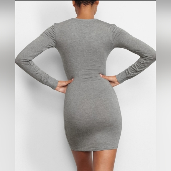 SKIMS Dresses | Womens Sleep Henley Dress Heather Grey/ SMALL/NWT - Picture 5 of 15